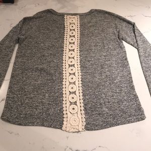 F21 Contemporary Heathered Grey LongSleeve Top-XS